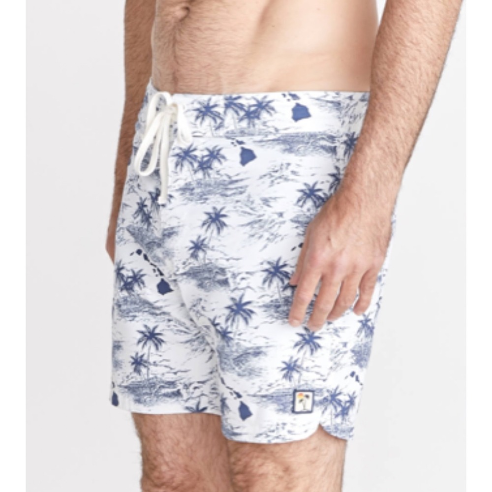 Marine Layer Simmons Boardies Size 36 Navy and White‎ Hawaiian